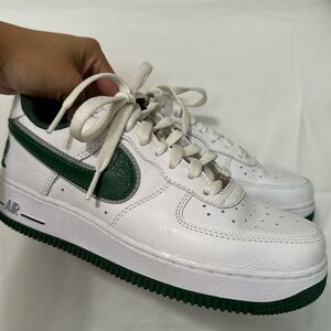 White with green Nike Airforce <3